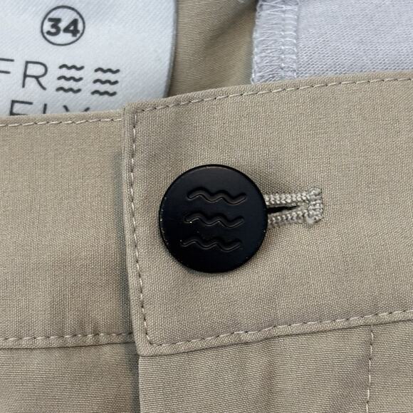 Free Fly Mens Shorts Beige 35 Performance Hiking Outdoor Tan LIghtweight - Picture 4 of 8